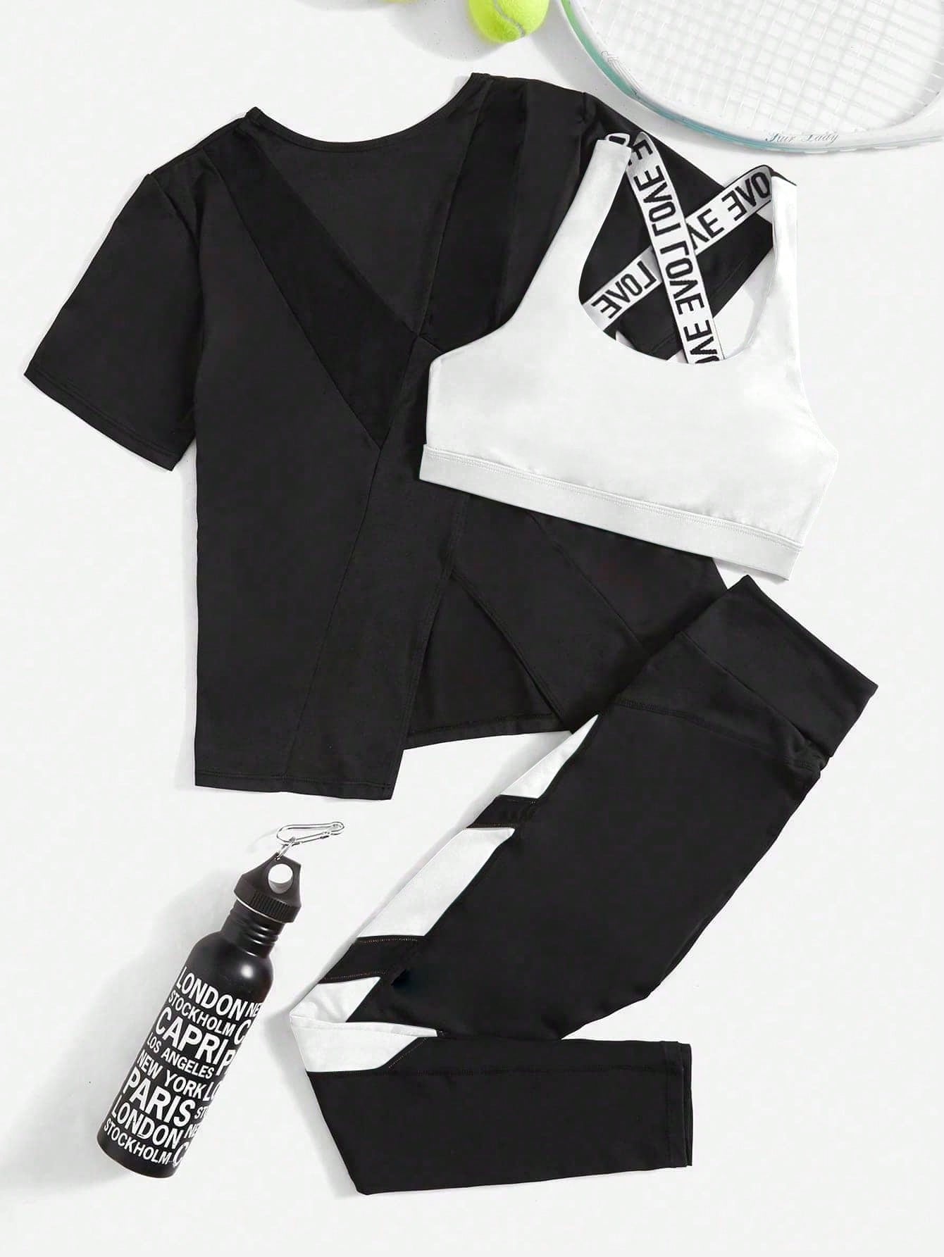 Sport Easify 3pcs/set Women's Letter Print Sports Suit