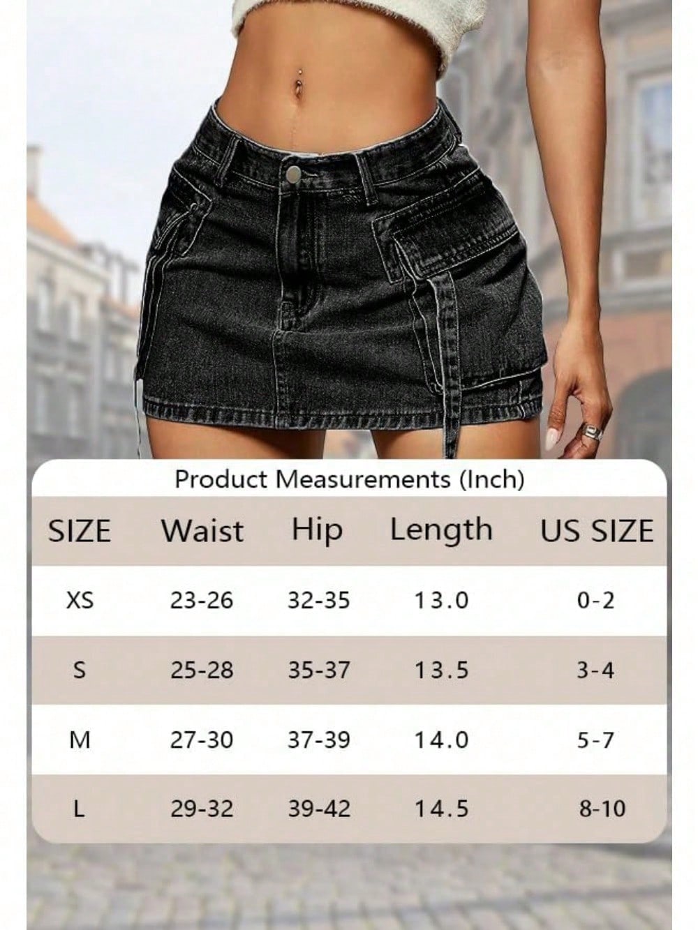 Women's Mid-Waist Cargo Denim Mini Skirt, Cargo Denim Mini Dress.