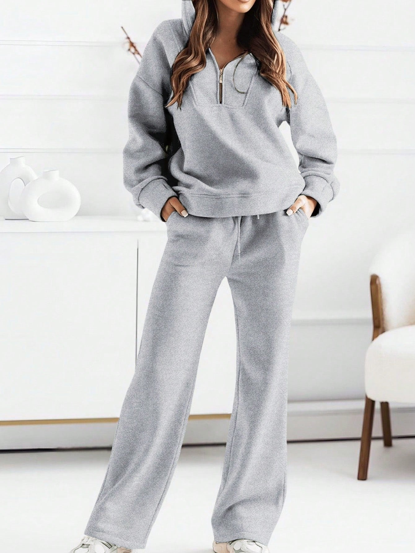 LUNE 2pcs/Set Women Hoodie Pullover & Pants Casual Sports Suit