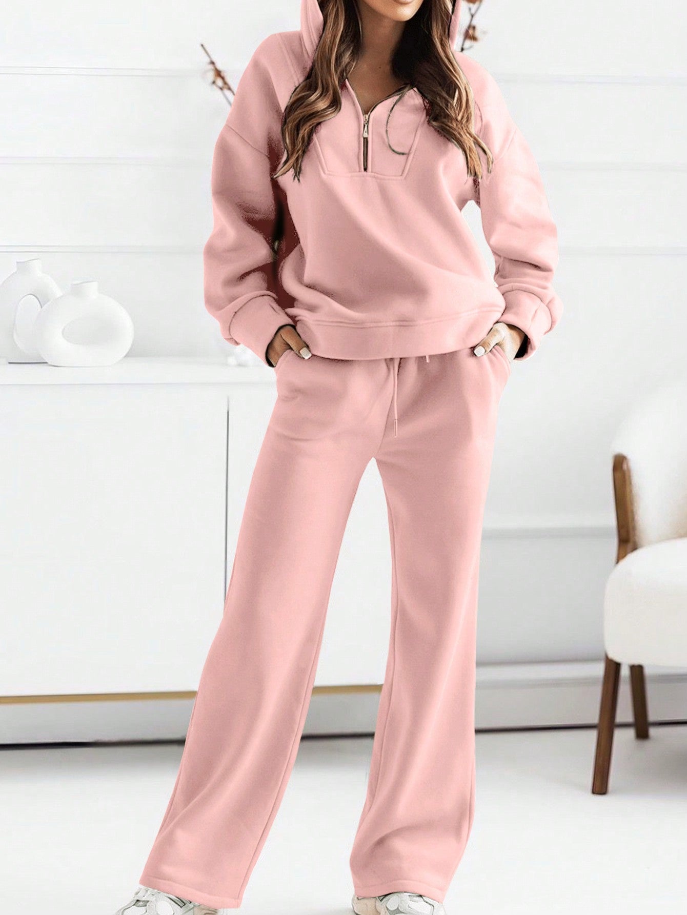 LUNE 2pcs/Set Women Hoodie Pullover & Pants Casual Sports Suit