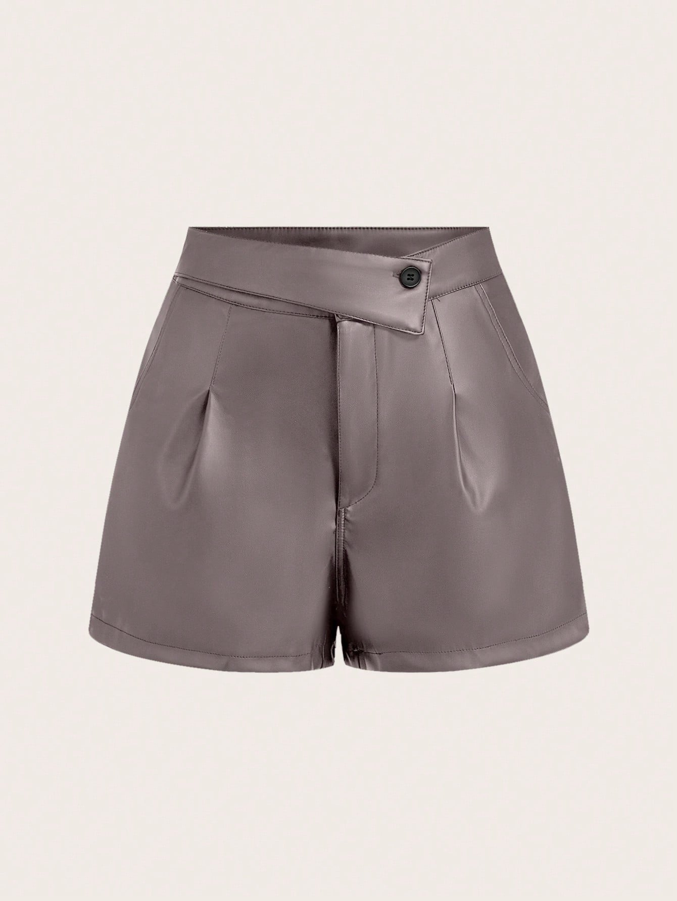 Privé Women's Solid Color Minimalist Front Button Casual Shorts