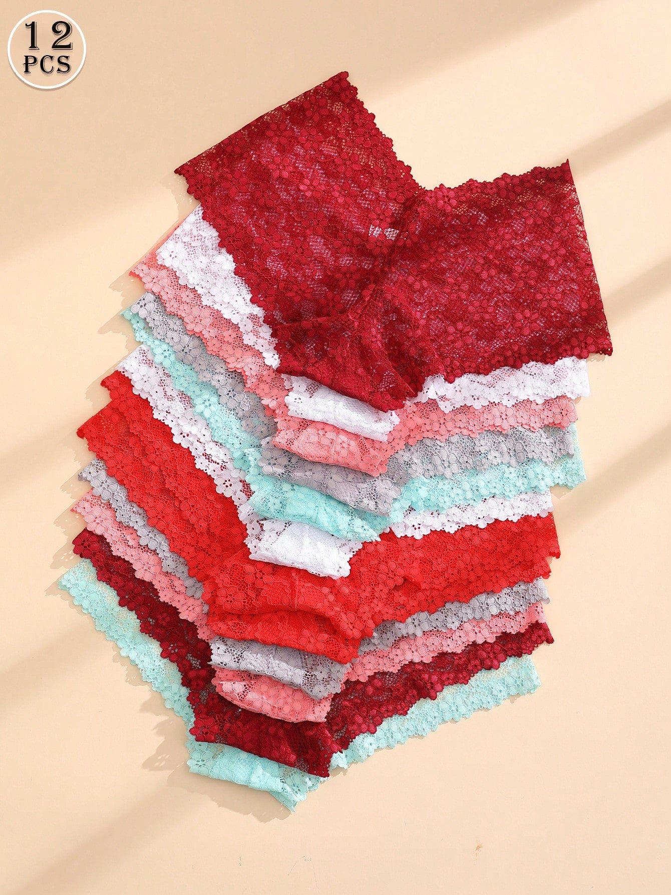 12 PCS Ladies Sexy Lace Panties Hollow Out Seamless Briefs Comfortable And Breathable Lingerie