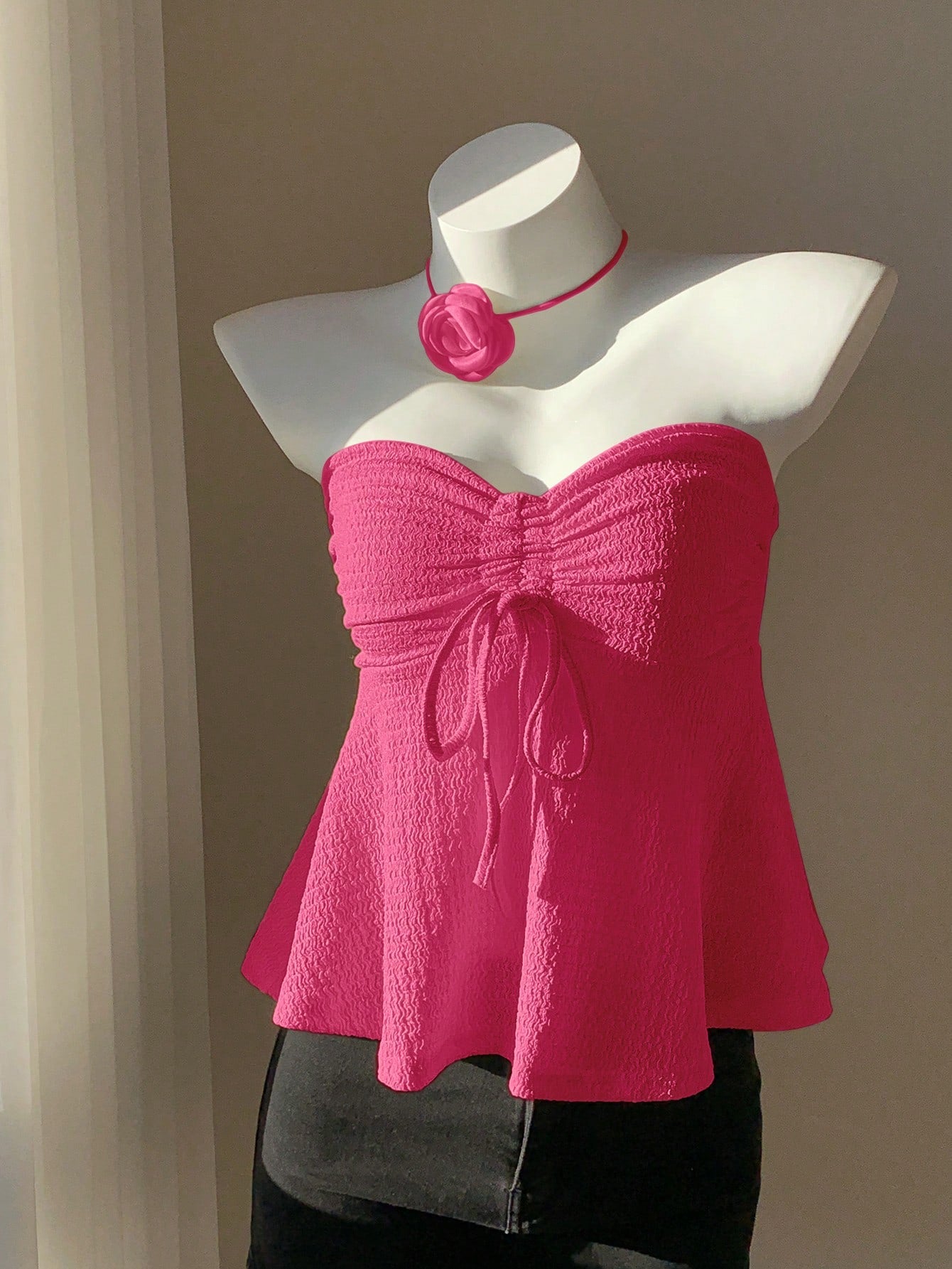 Comfortcana Drawstring Front Tube Top