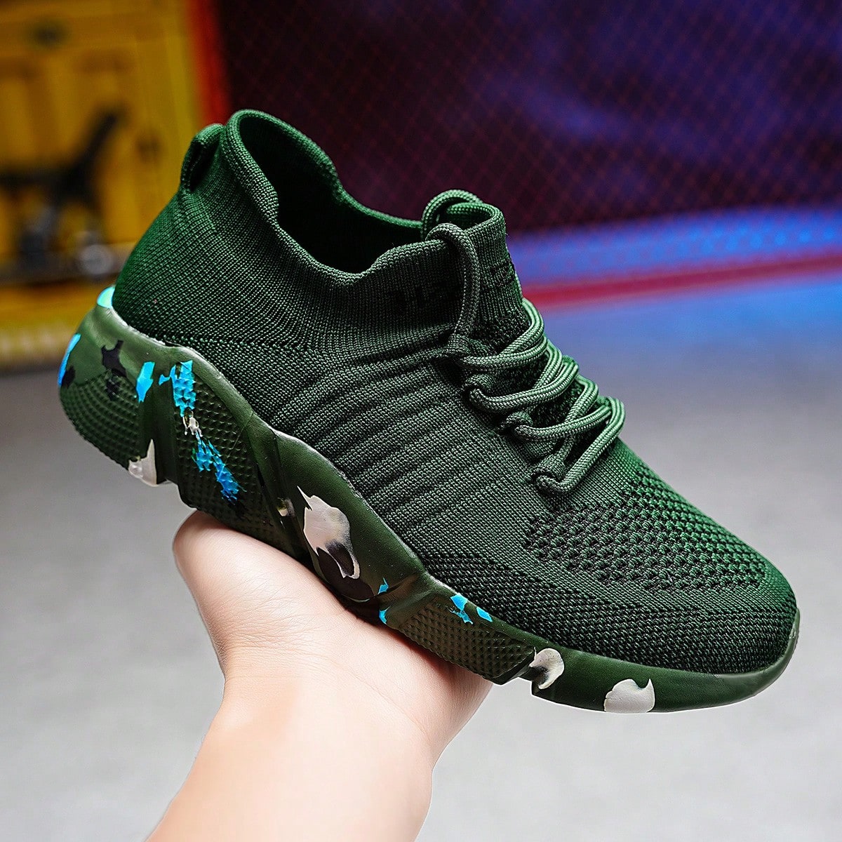 Women's Breathable Lightweight Shock Absorbing Athletic Shoes - Comfortable All-Season Lace-Up Casual Sneakers, With Braided Texture Elastic Fabric And Low-Top Style