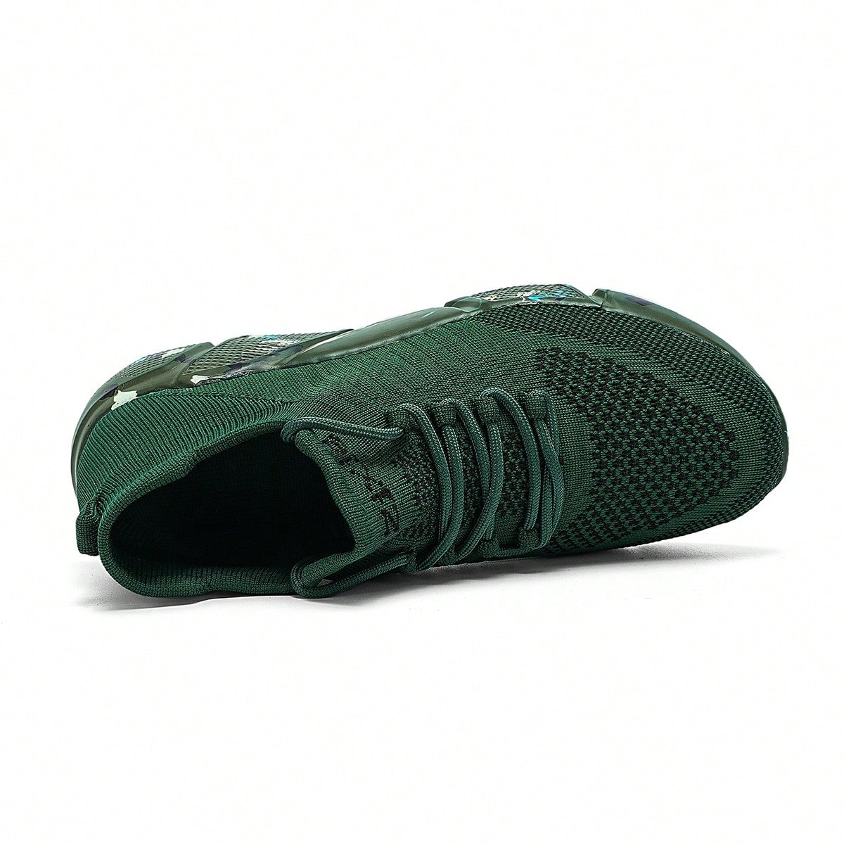 Women's Breathable Lightweight Shock Absorbing Athletic Shoes - Comfortable All-Season Lace-Up Casual Sneakers, With Braided Texture Elastic Fabric And Low-Top Style