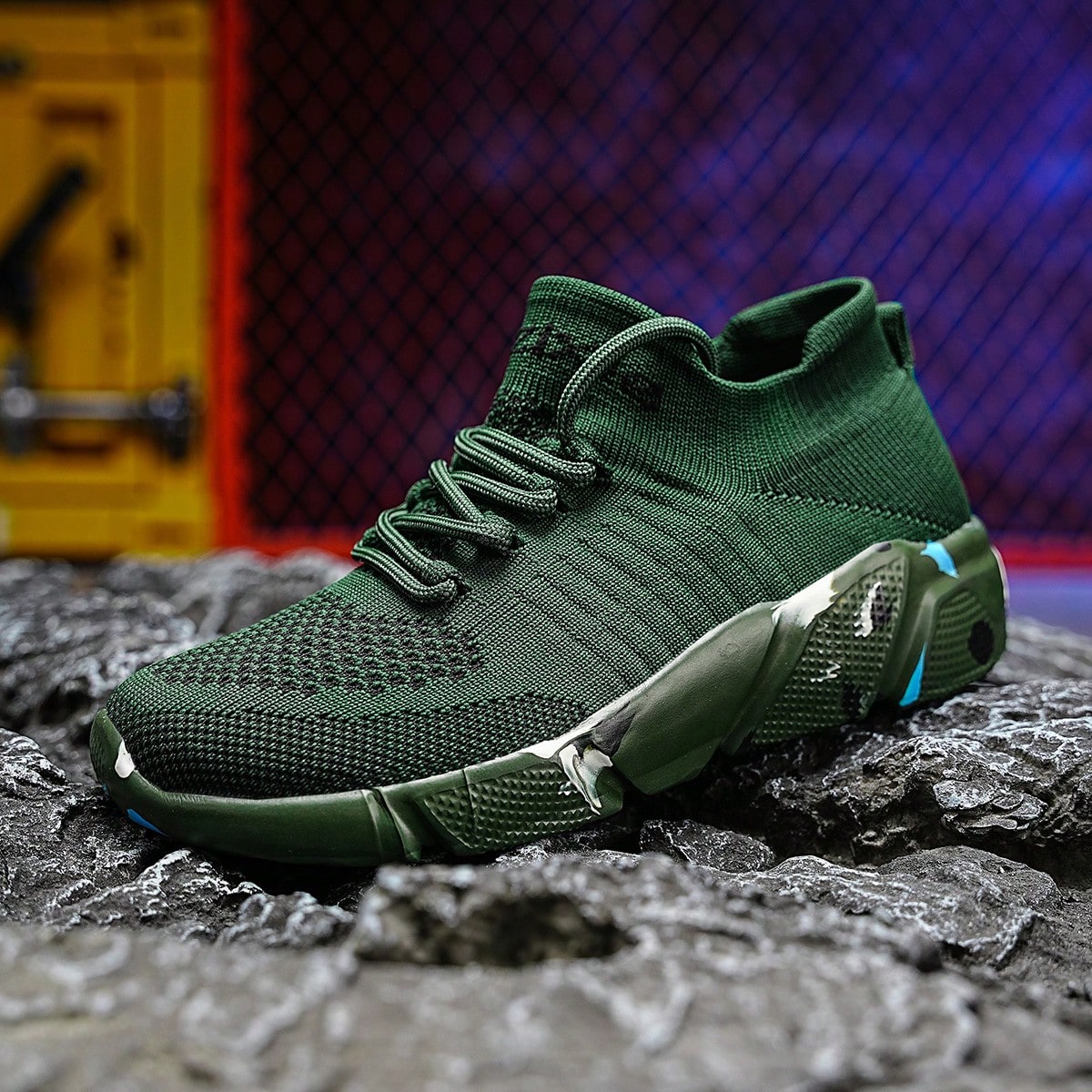 Women's Breathable Lightweight Shock Absorbing Athletic Shoes - Comfortable All-Season Lace-Up Casual Sneakers, With Braided Texture Elastic Fabric And Low-Top Style