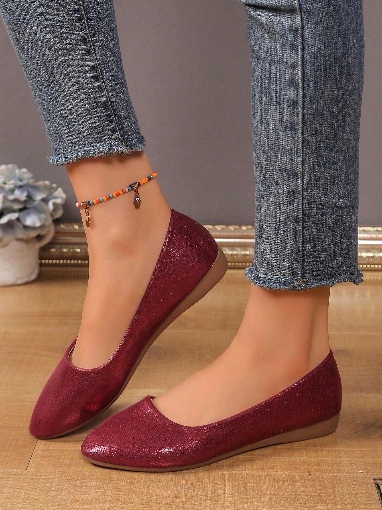 Women's Soft Bottom Flat Loafers, Versatile Casual Slip-On Work Shoes For Spring And Autumn