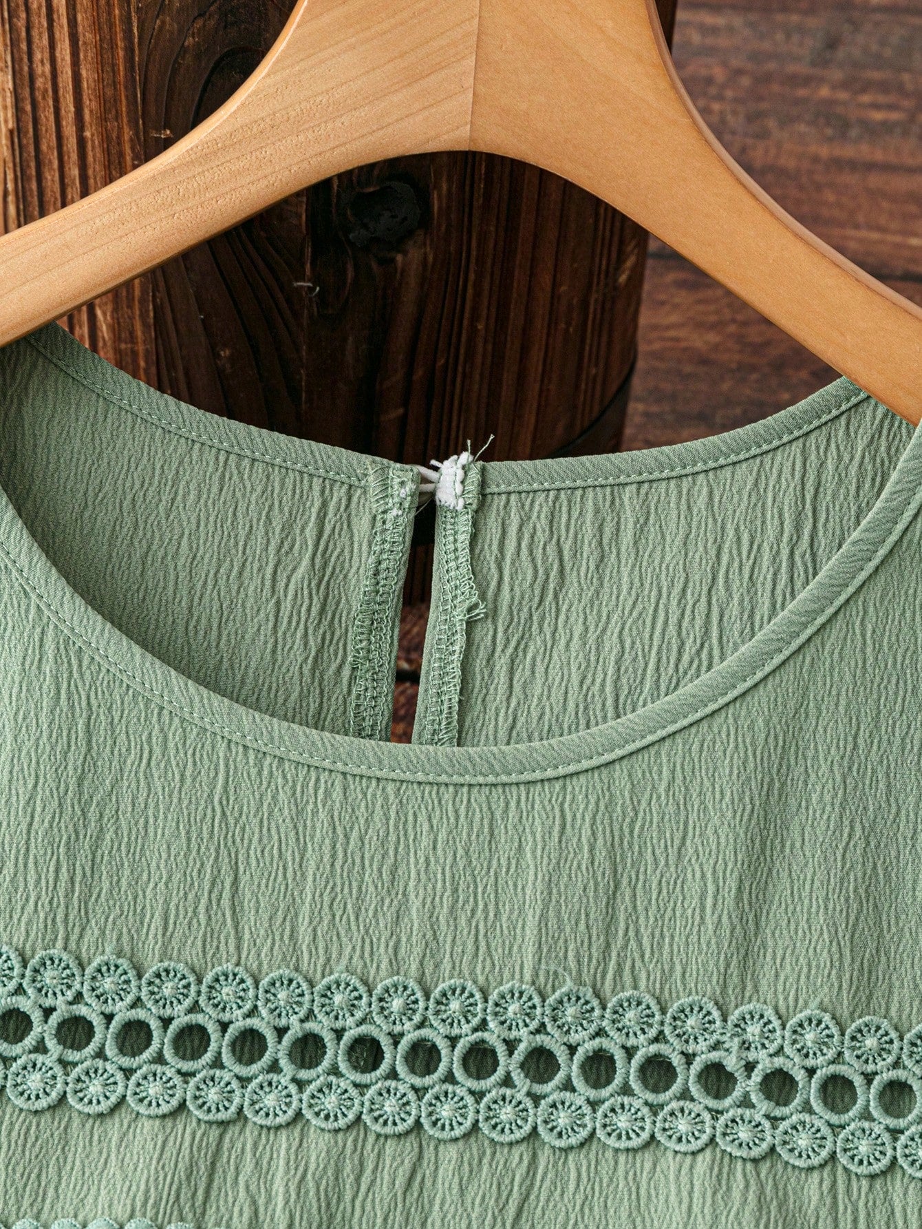 JORESS Women Plus Size Solid Color Lace Hollow Out Sleeveless Dress