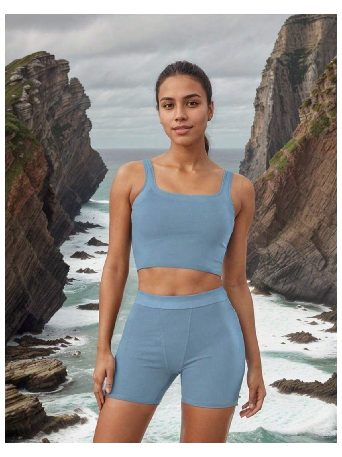 Women's Yoga Clothing Set, Two Piece Workout Suit, Halter U Neck, Sleeveless And Shorts, Comfortable And Stretchy Yoga Clothing