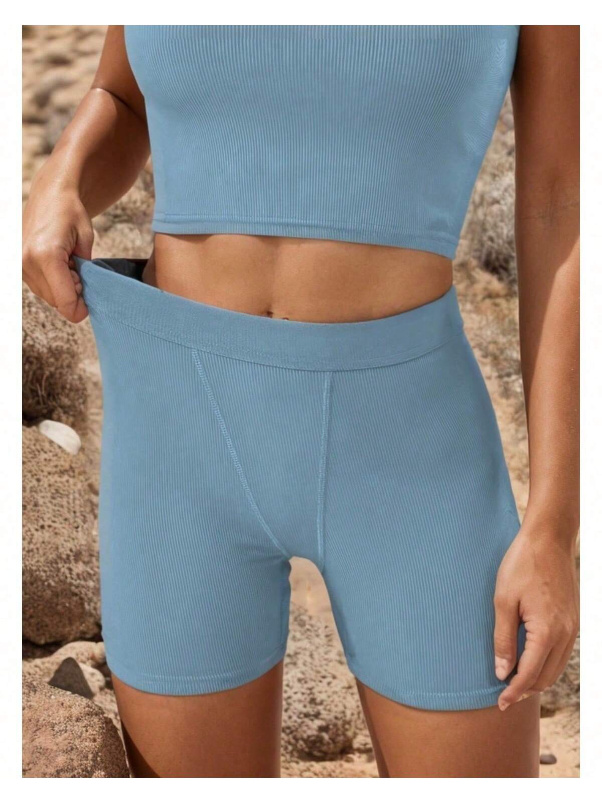 Women's Yoga Clothing Set, Two Piece Workout Suit, Halter U Neck, Sleeveless And Shorts, Comfortable And Stretchy Yoga Clothing