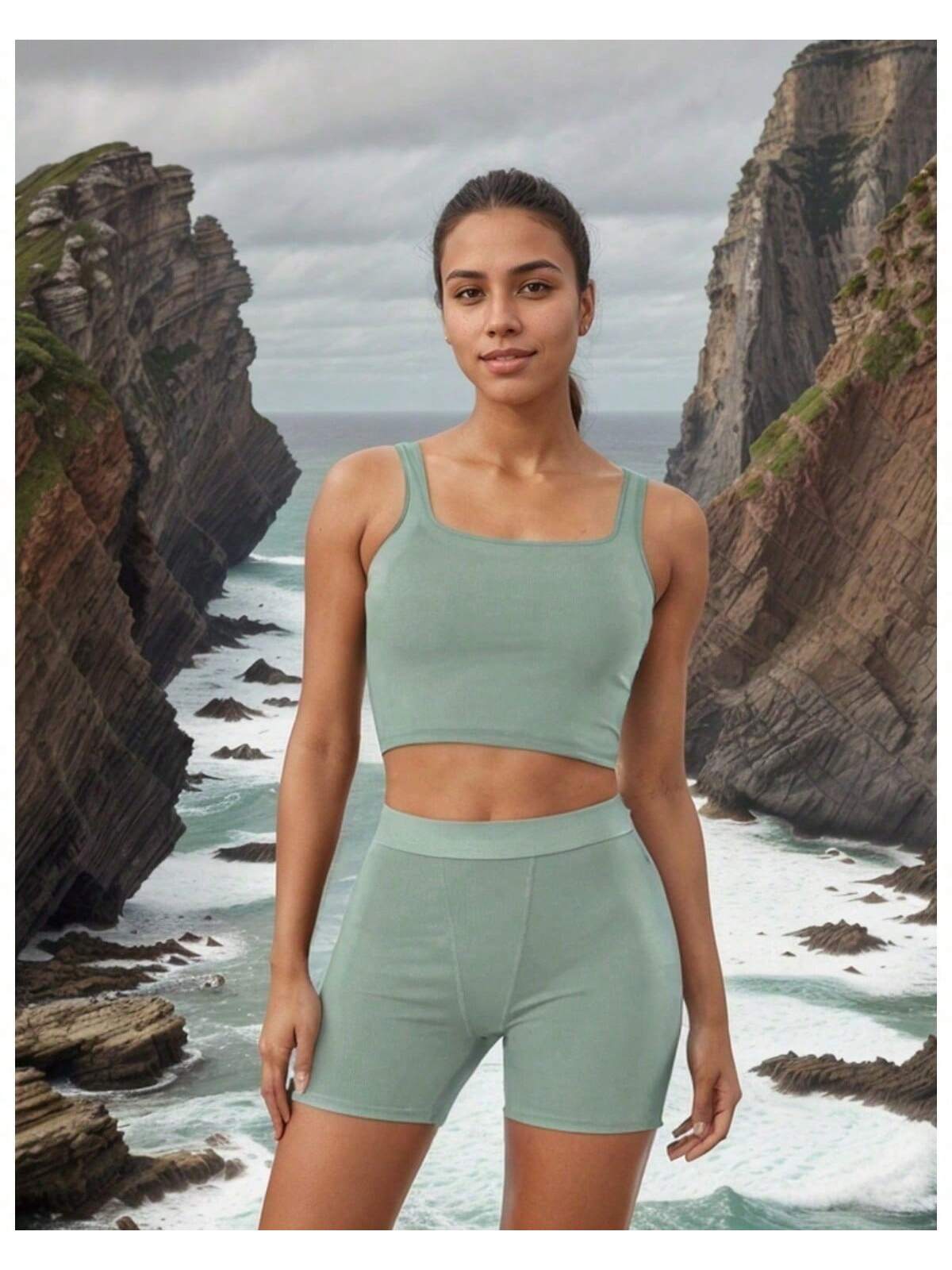 Women's Yoga Clothing Set, Two Piece Workout Suit, Halter U Neck, Sleeveless And Shorts, Comfortable And Stretchy Yoga Clothing