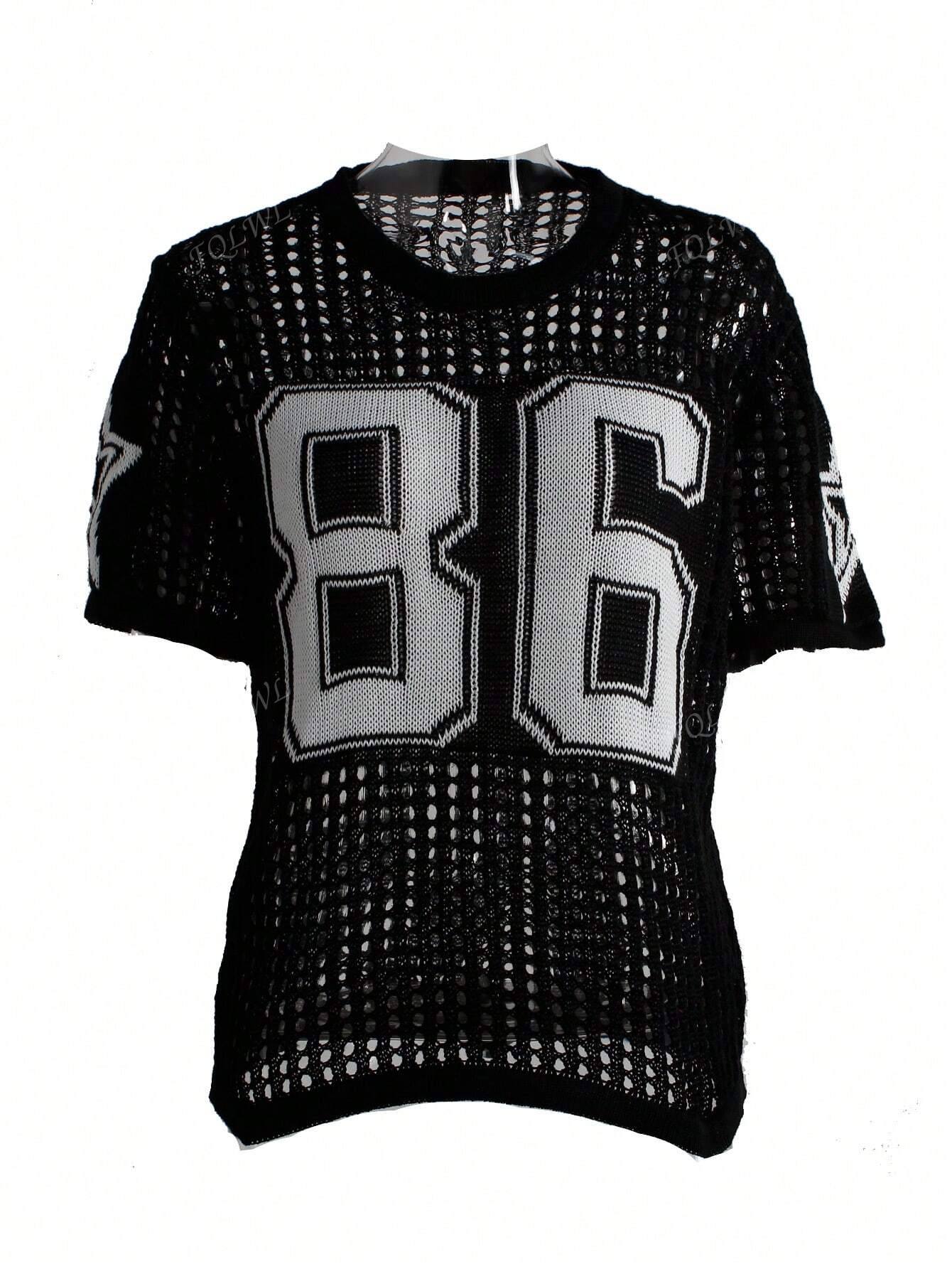 Summer Women's Casual Knitted Tops Street Mesh Breathable Round Neck Short-Sleeved Casual Knitted T-Shirt