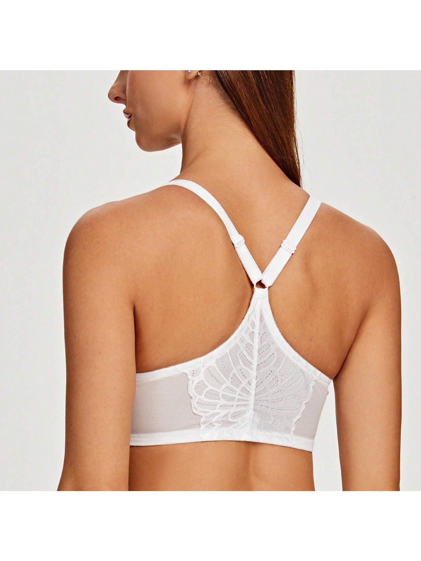 MELENECA MELENECA Women's Racerback Front Closure Full Coverage Unlined Plus Size Underwire Bra