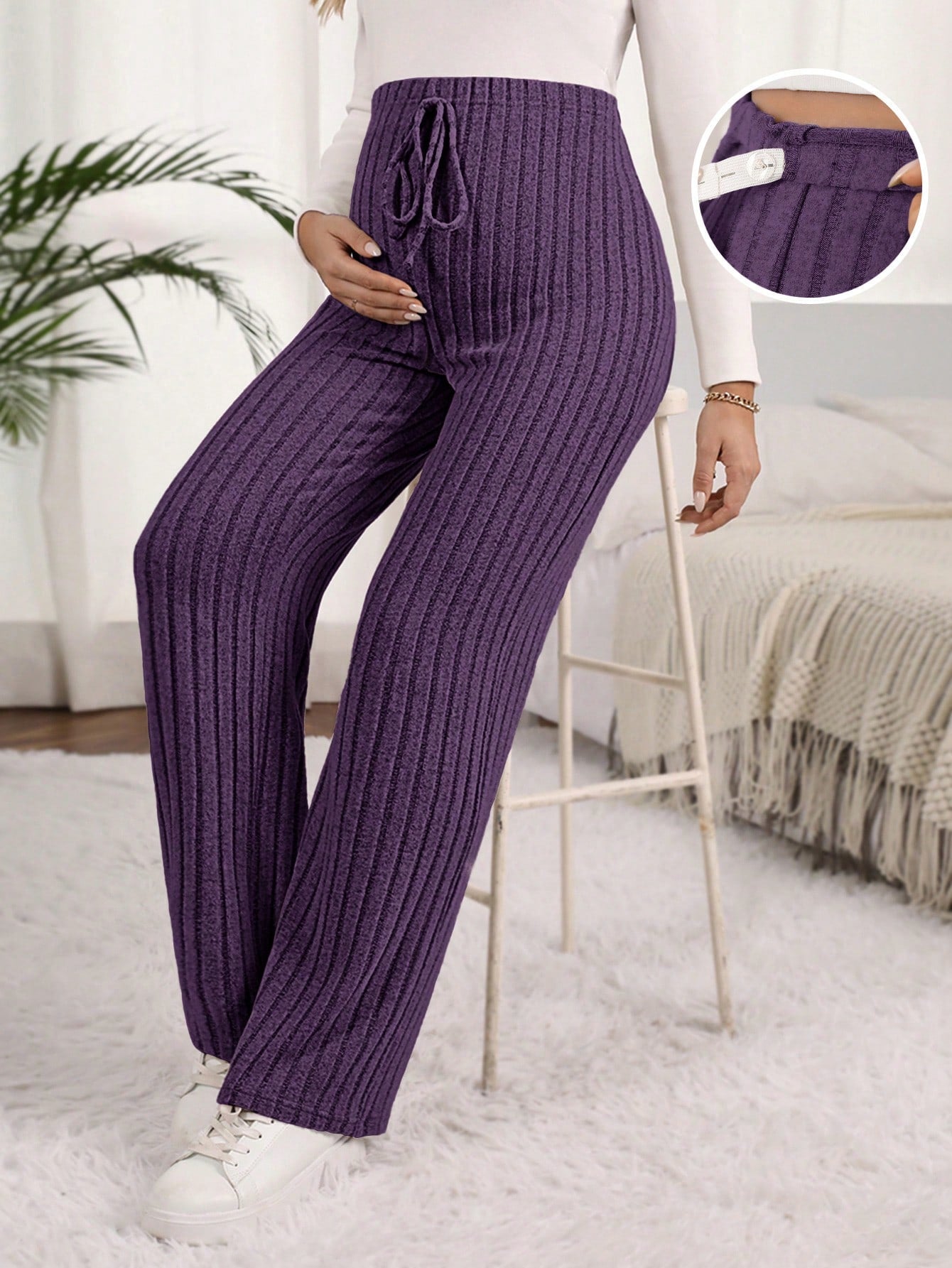 Maternity High Waisted Ribbed Pants