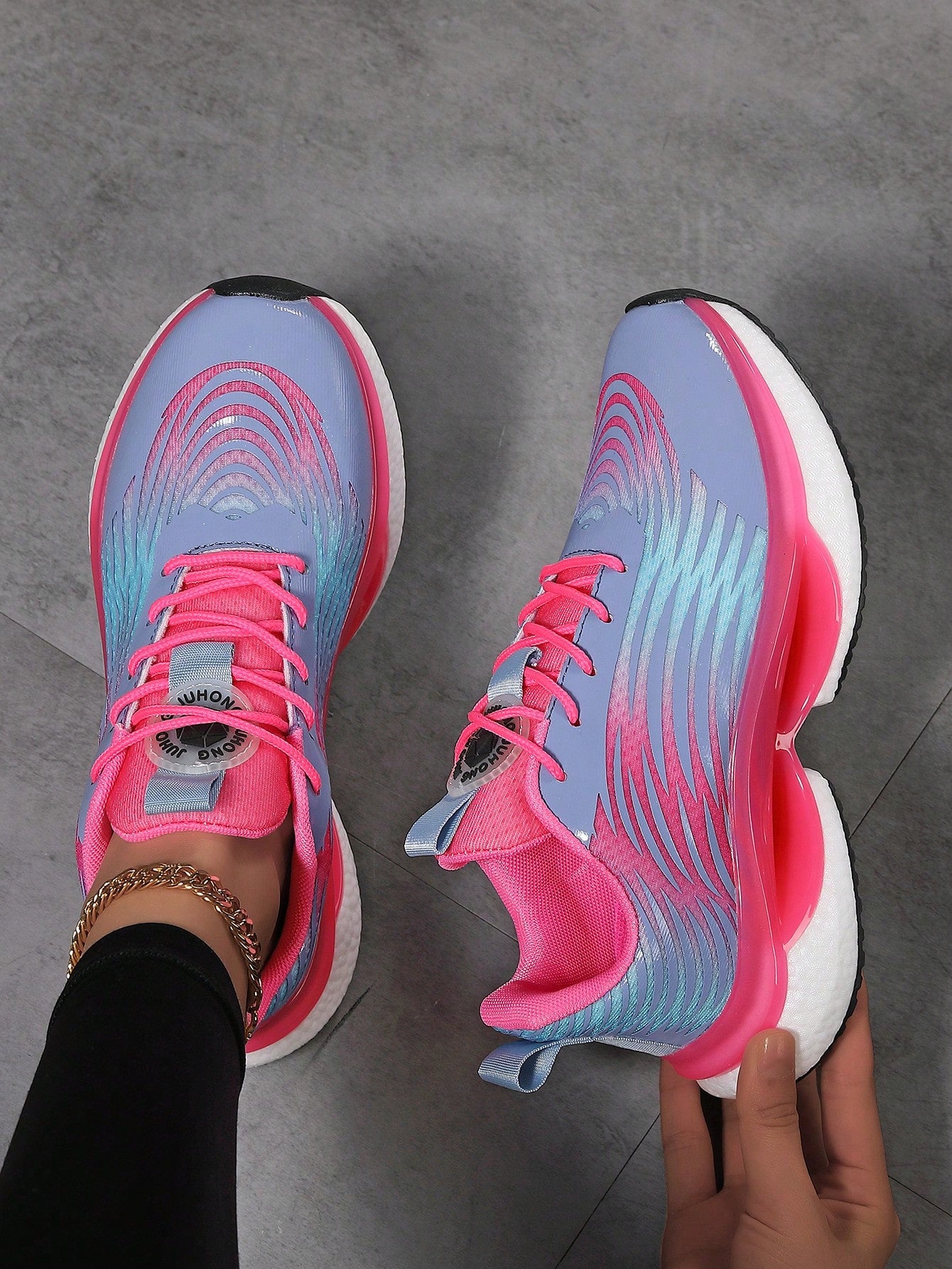 Women's Large Size Shoes (36-45) Spring And Autumn Mesh Sports Shoes, Ultra-Light, Shock-Absorbing, Running Shoes, White Laced Shoes