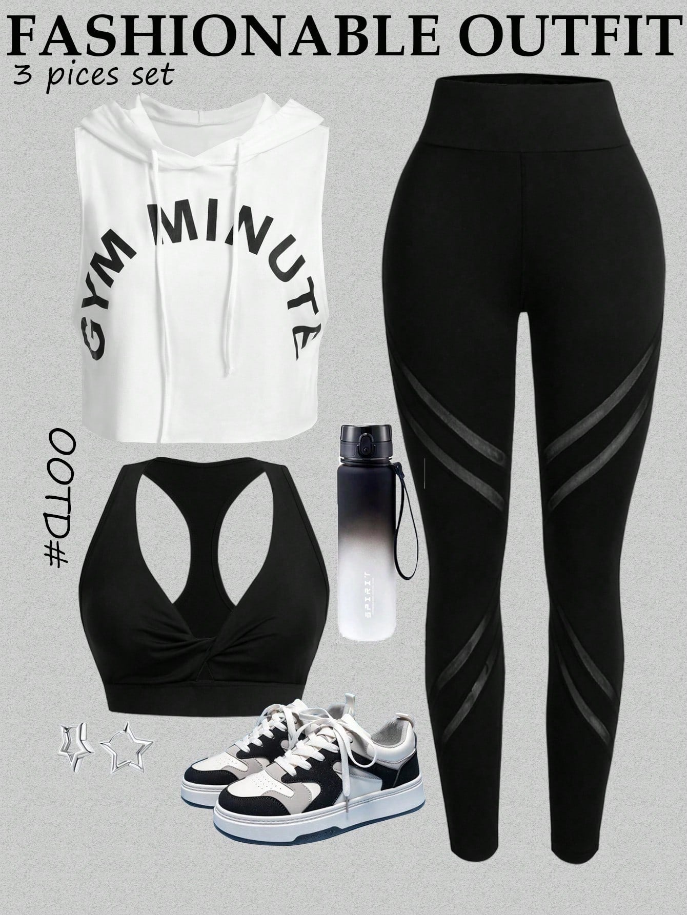 Sport Studio Women Letter Print Hooded Sports Vest And Pants Set, Fashion & Versatile