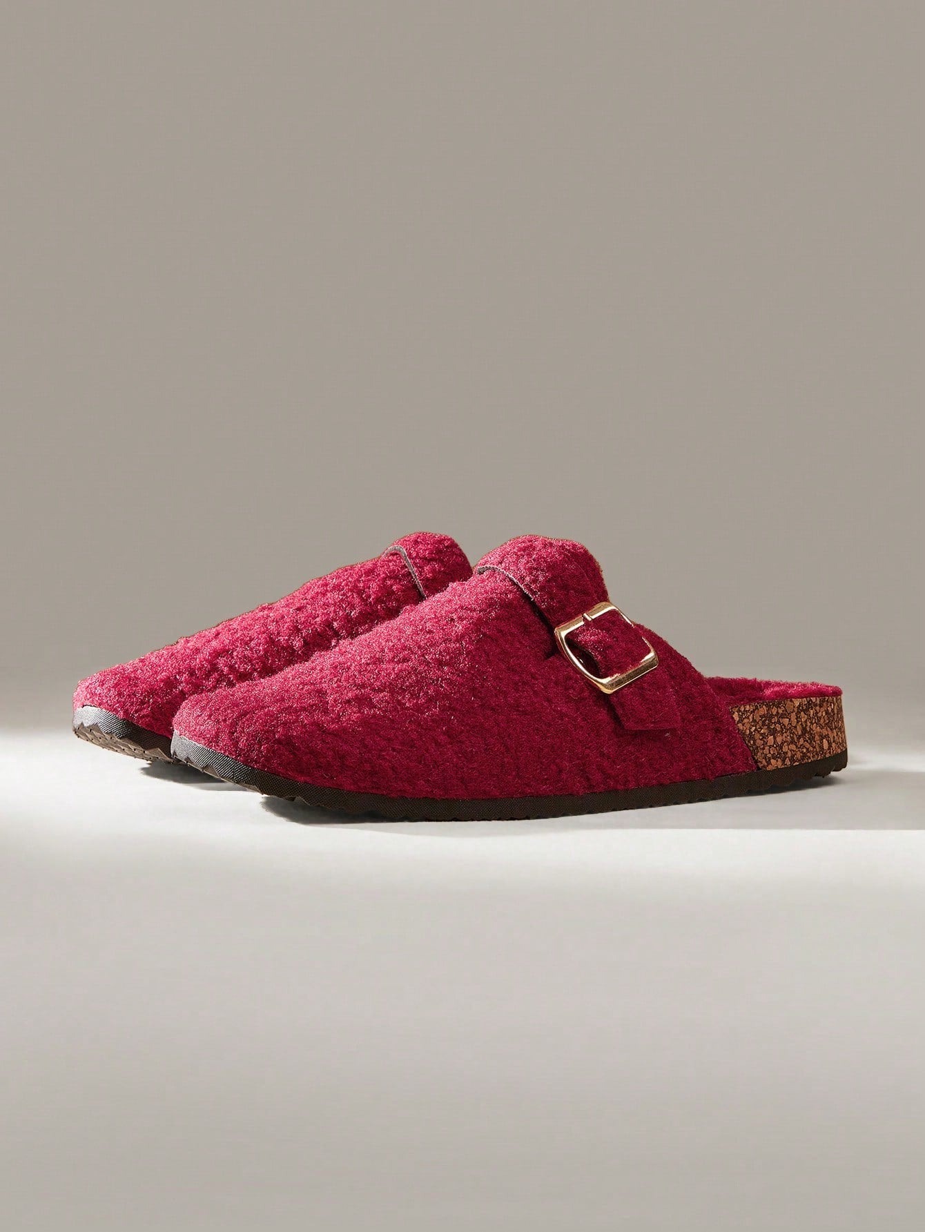 Solecia Women's Round Flat Apricot Toe Slip On Fluffy Slippers With Buckle Decor, Suitable For Indoor And Outdoor For Summer Vacation Shoes Summer Sale Back To School Shoes College Student Shoes Christmas Fall New Year Holiday