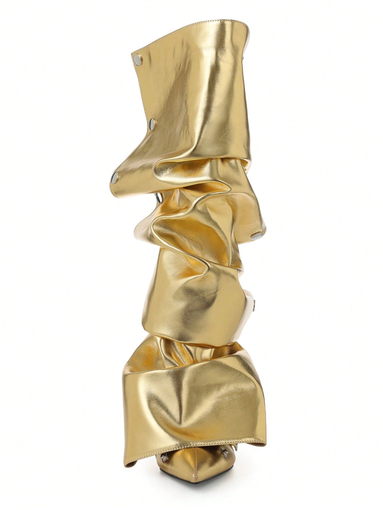 Sexy Design Stiletto High Heel Women Ruched Slouchy Boots Knee High Pointed Toe Mid Calf Luxury Fashion Detachable Shoes