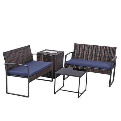 Ainfox 4 Pieces Outdoor Patio Furniture Sets Rattan Chair Wicker Set Outdoor Indoor Use Backyard Porch Garden Poolside Balcony Furniture