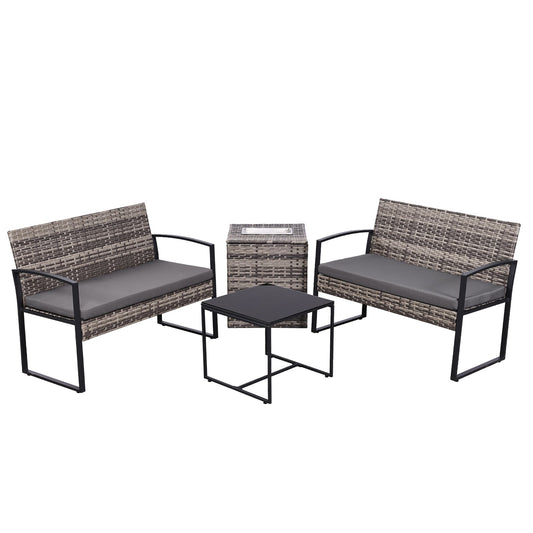 Ainfox 4 Pieces Outdoor Patio Furniture Sets Rattan Chair Wicker Set Outdoor Indoor Use Backyard Porch Garden Poolside Balcony Furniture