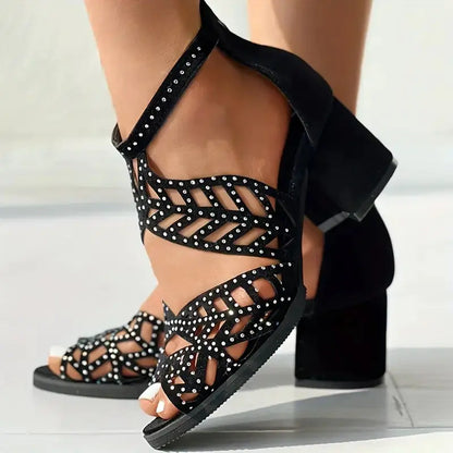 Breathable Women's Fish Mouth Sandals with Thick Heels