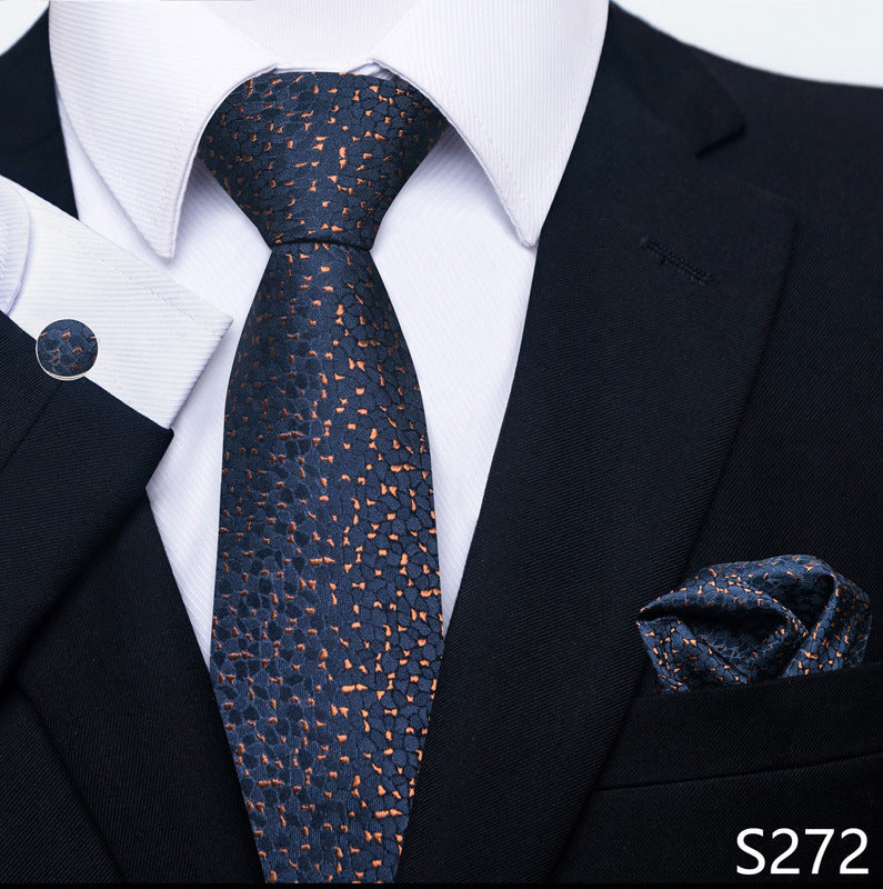 Men's Creative All-match Business Formal Wear Tie Scarf Cuff Buckle Set