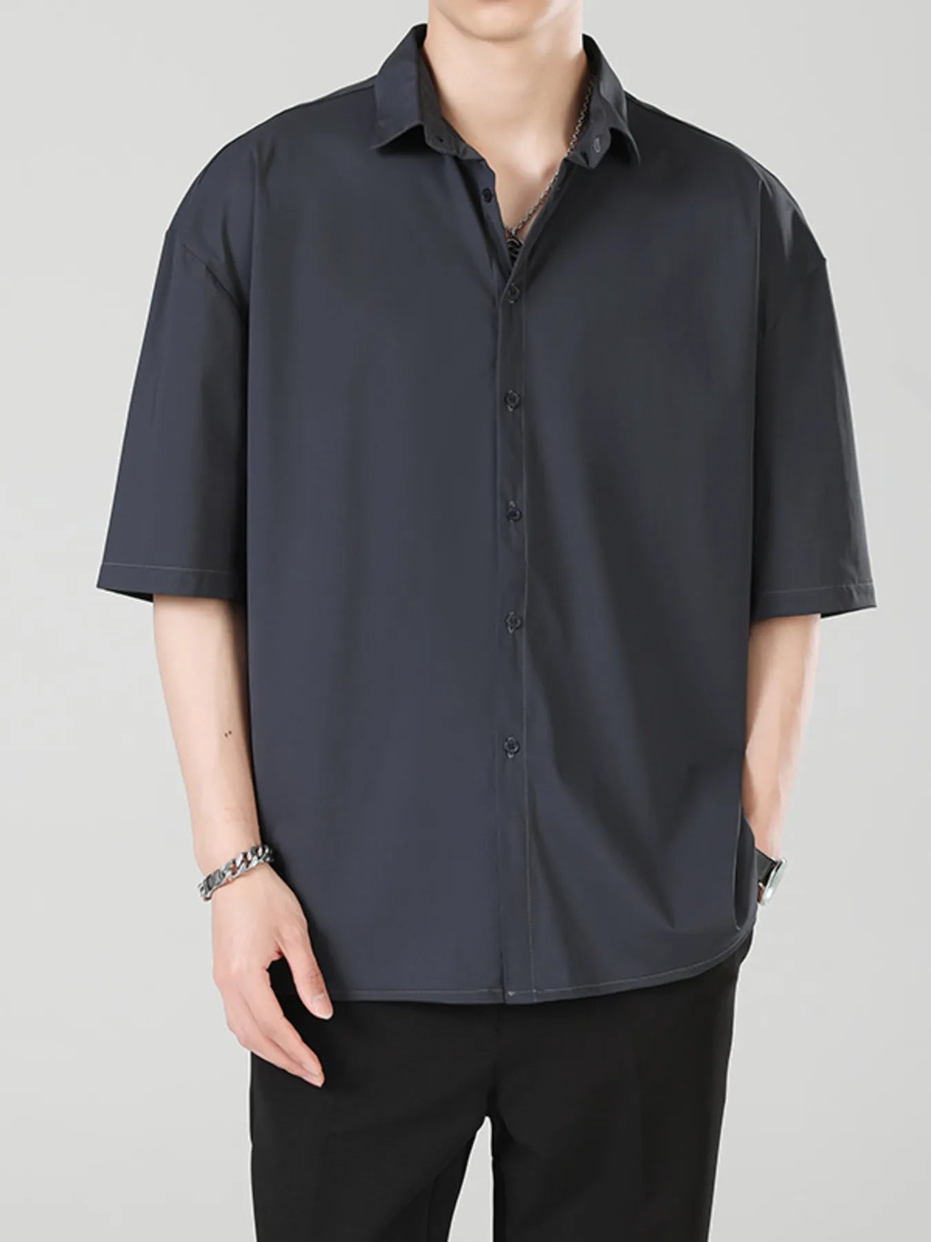 Men's Full Size Button Up Short Sleeve Shirt Plus Size