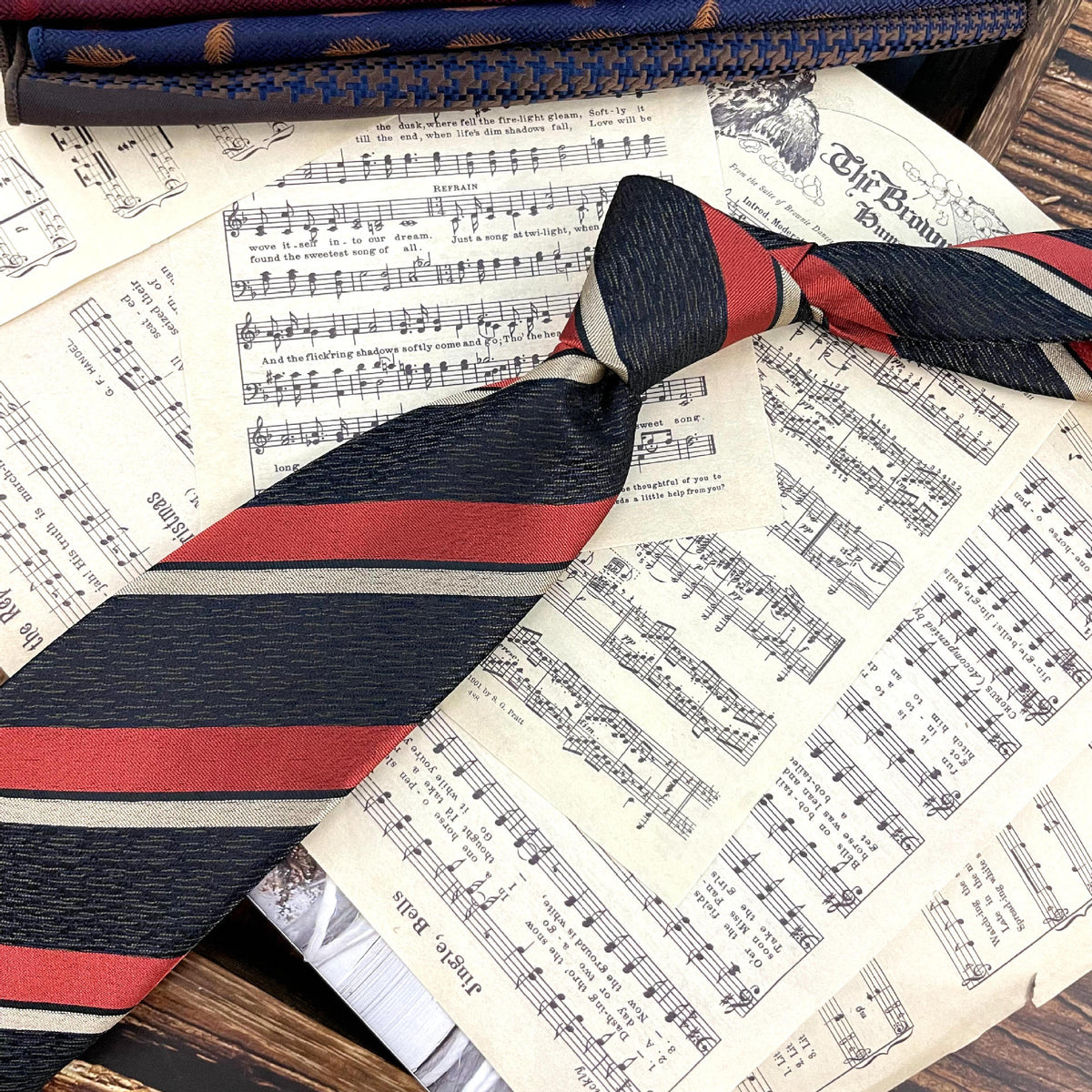 Retro Coffee Color Orange Red Striped Tie Hand Hit 8CM Men