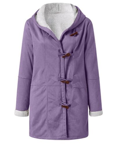 Full Size Pocketed Long Sleeve Hooded Toggle Jacket – Stylish & Functional Outerwear for Women