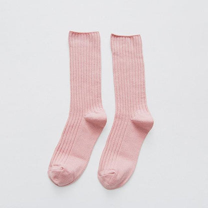 1Pair Ladies Pile Socks for Autumn Winter Pure Cotton Socks Solid Color Keep Warm Women Socks Mid Tube Socks Thickening Cashmere Socks For Men And Women