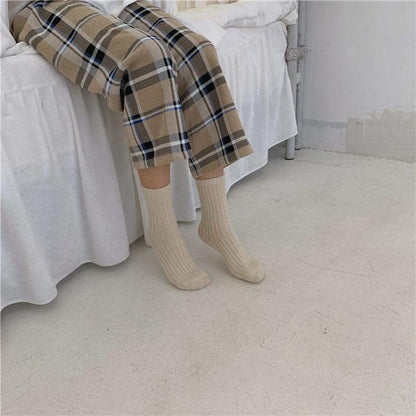 1Pair Ladies Pile Socks for Autumn Winter Pure Cotton Socks Solid Color Keep Warm Women Socks Mid Tube Socks Thickening Cashmere Socks For Men And Women