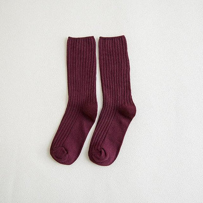 1Pair Ladies Pile Socks for Autumn Winter Pure Cotton Socks Solid Color Keep Warm Women Socks Mid Tube Socks Thickening Cashmere Socks For Men And Women