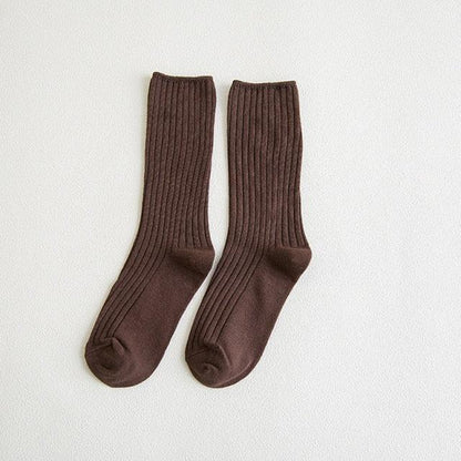 1Pair Ladies Pile Socks for Autumn Winter Pure Cotton Socks Solid Color Keep Warm Women Socks Mid Tube Socks Thickening Cashmere Socks For Men And Women