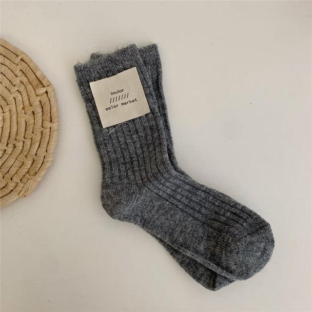 1Pair Ladies Pile Socks for Autumn Winter Pure Cotton Socks Solid Color Keep Warm Women Socks Mid Tube Socks Thickening Cashmere Socks For Men And Women