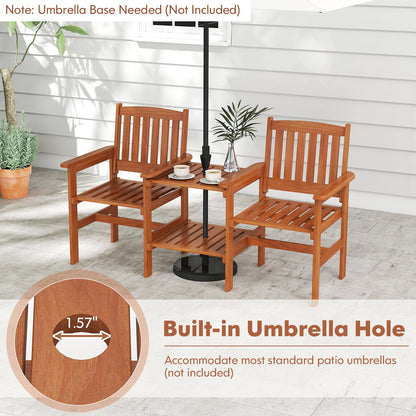 2-Seater Outdoor Patio Furniture Set with 1.57 Inch Umbrella Hole