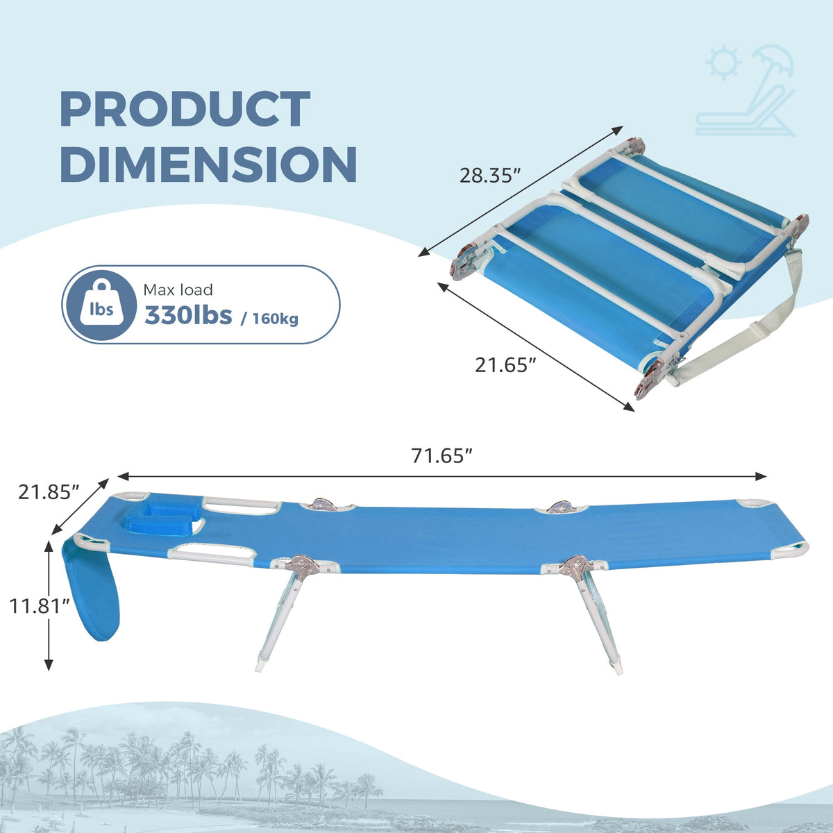 Ainfox Folding Chaise Lounge Chair, Patio Sun Tanning Lounger Reclining Back