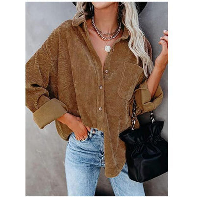 Corduroy Country Chic Shirt – Stylish Single-Breasted Cowgirl Shirt