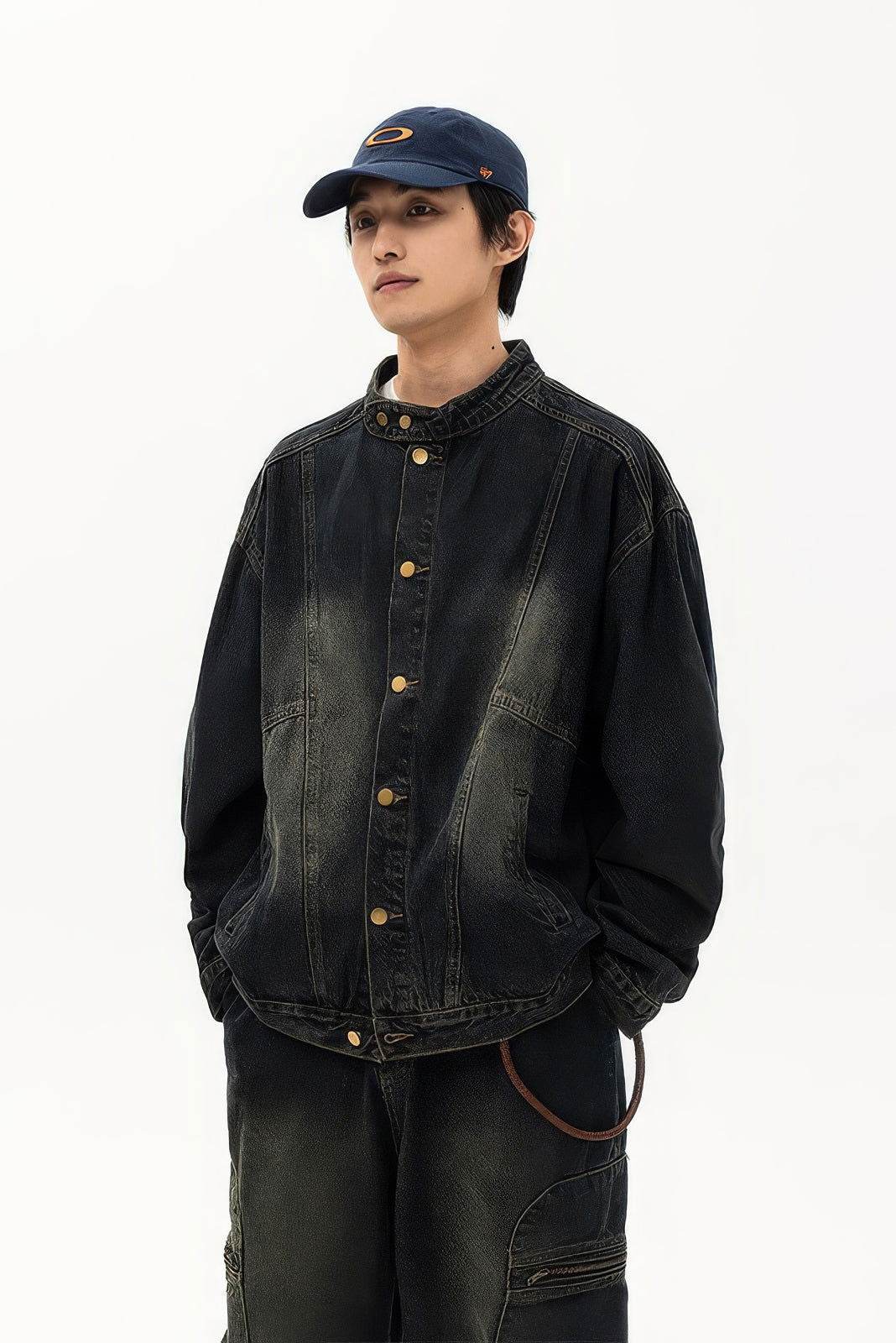 Fall_Winter Unisex Vintage Denim Jacket – Loose Fit, Washed & Distressed