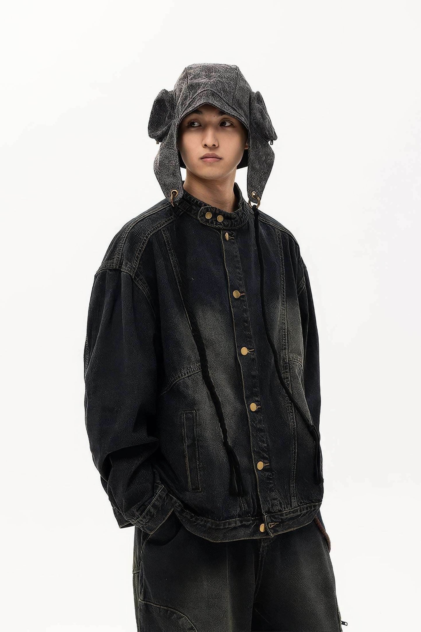 Fall_Winter Unisex Vintage Denim Jacket – Loose Fit, Washed & Distressed