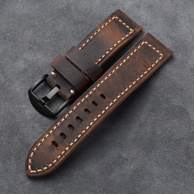 Handmade Italian Cowhide Vegetable Tanned Oily Watch Strap