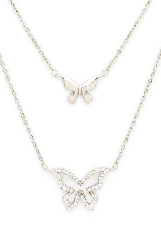 Layer CZ Butterfly Necklace