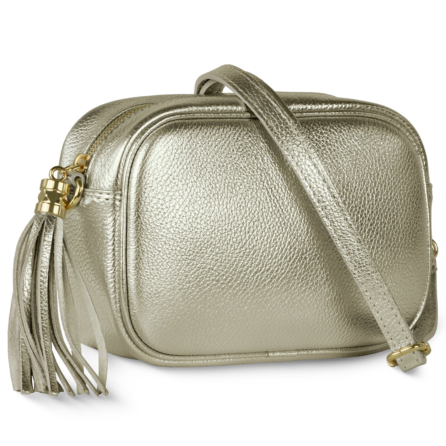 Metallic Calf Leather Crossbody Bag