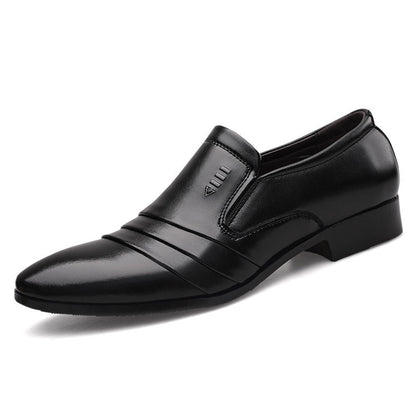Mens Formal Business Leather Shoes Pointed Toe Slip-on Style