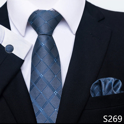 Men's Creative All-match Business Formal Wear Tie Scarf Cuff Buckle Set