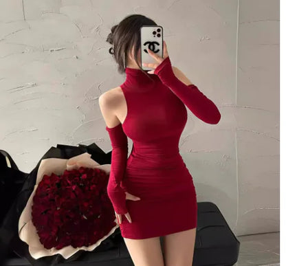 Spring Sexy Turtleneck Halter Dress for Women