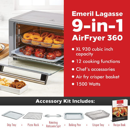Emeril Lagasse Everyday 360 Air Fryer Oven, 9-in-1 Countertop Oven