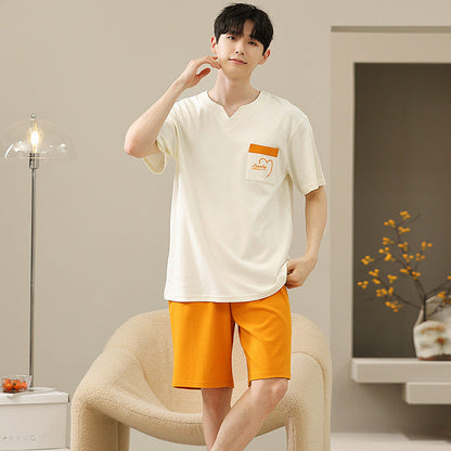 Men's Soft Short Sleeve 2 Casual Plus Size Pajamas Suit
