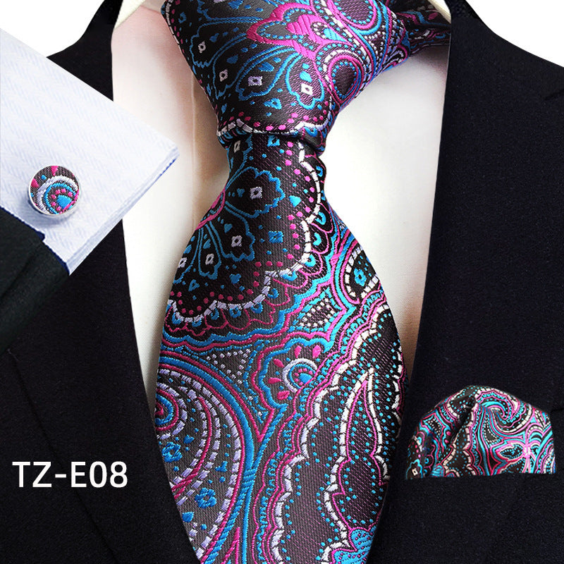 Paisley Tie Square Scarf Pocket Square Cufflinks Three-piece Set