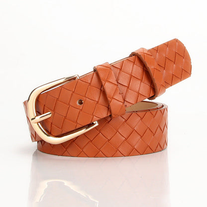Women's Alloy Pin Buckle Belt Trendy Wild Belt Personality Imitation Weaving