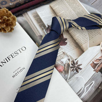 Retro Coffee Color Orange Red Striped Tie Hand Hit 8CM Men